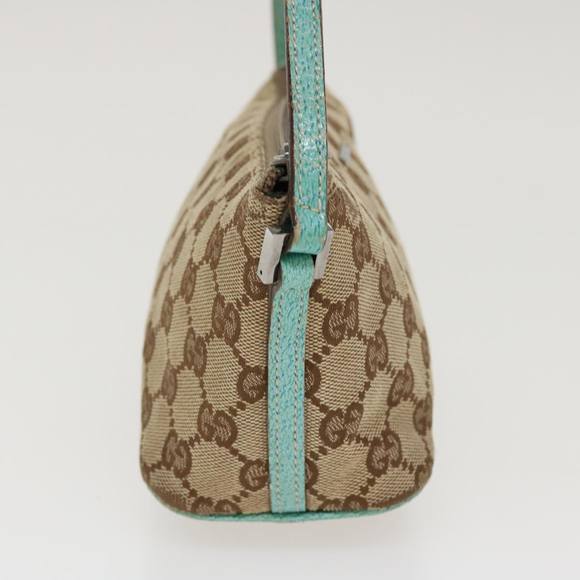 GUCCI GG Canvas Accessory Pouch Canvas Beige Turquoise Blue 2123 Auth yb048 - Picture 3 of 16